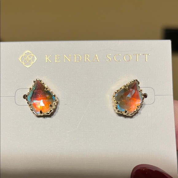 New Kendra Scott Gold and Iridescent Stud Earrings - Picture 2 of 8